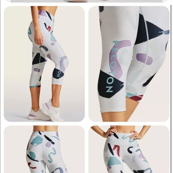 Peloton X WITH Modern High Waist Capri Leggings Teal White Purple Size XS - Picture 3 of 16